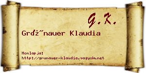 Grünauer Klaudia névjegykártya
